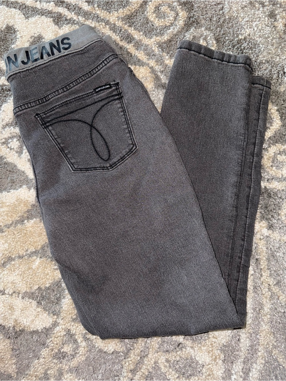 NWT Calvin Klein Jeans Girls Jeggings Size L 12/14 Gray Pull On Stretch Pants